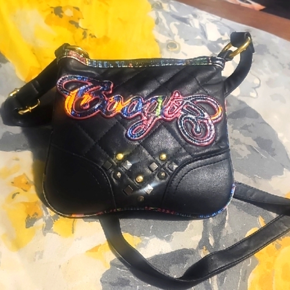 COOGI Black Crossbody Bag with Multicolor Accents